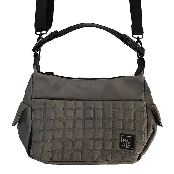 IHKWIP Convertible Nylon Quilted Crossbody Bag Purse Cargo Pockets Stone Gray - Picture 1 of 11